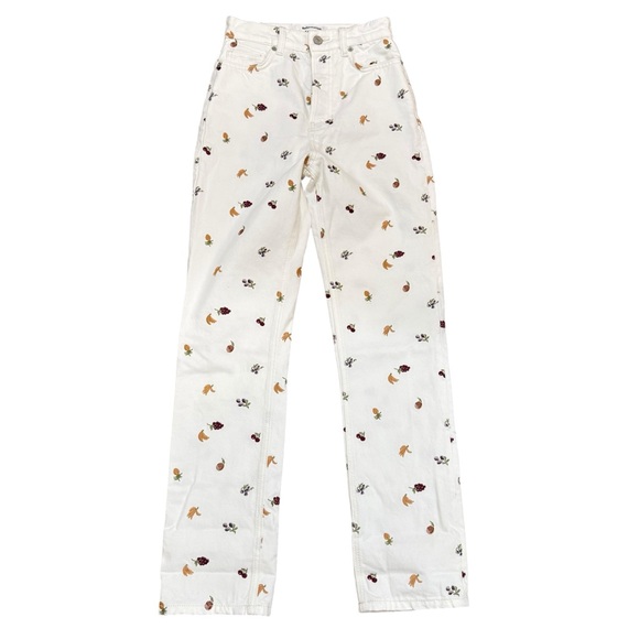 Reformation Denim - Reformation Cynthia Fruitloops embroidered jeans Vintage white size 23 cottage